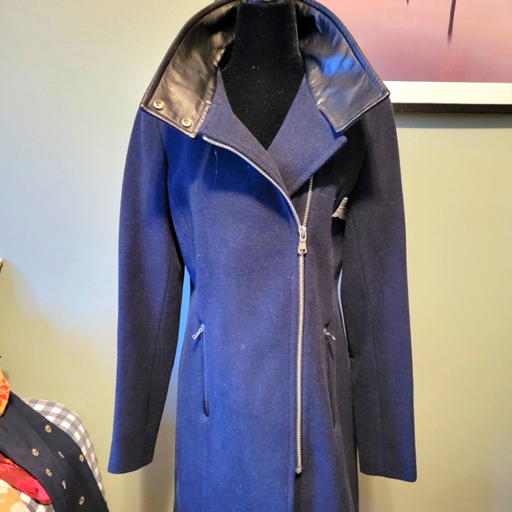 Danier Wool coat with leather trim